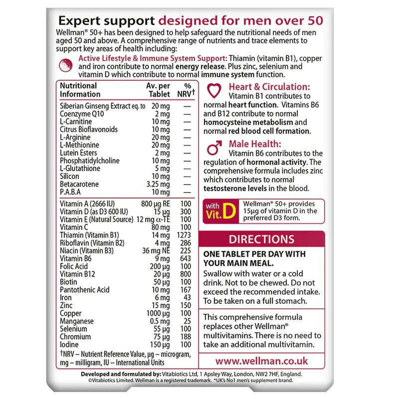 Vitabiotics Wellman 50+
