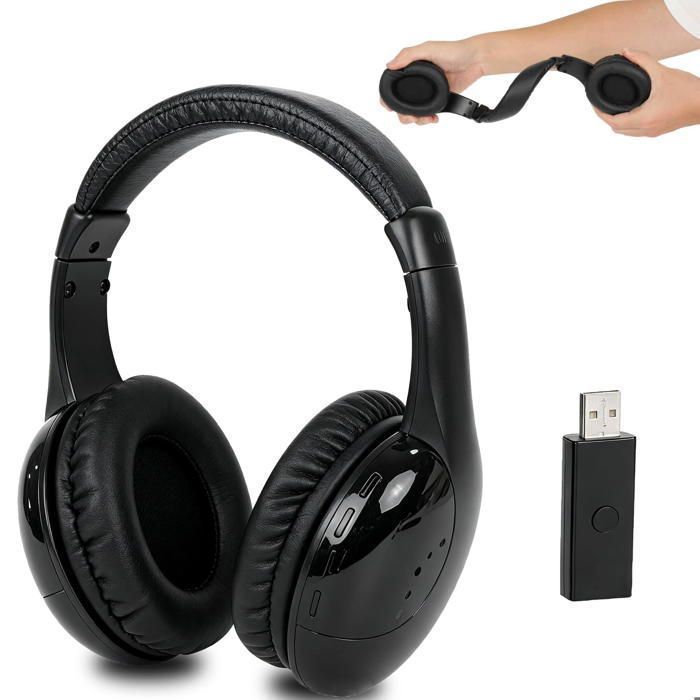Draadloze tv-hoofdtelefoon voor senioren - 2,4 GHz oplaadbare USB-adapter, plug & play - comfortabel luisteren en eenvoudige installatie