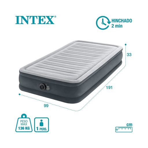 Matelas gonflable Intex gris 191 x 99 x 131 cm