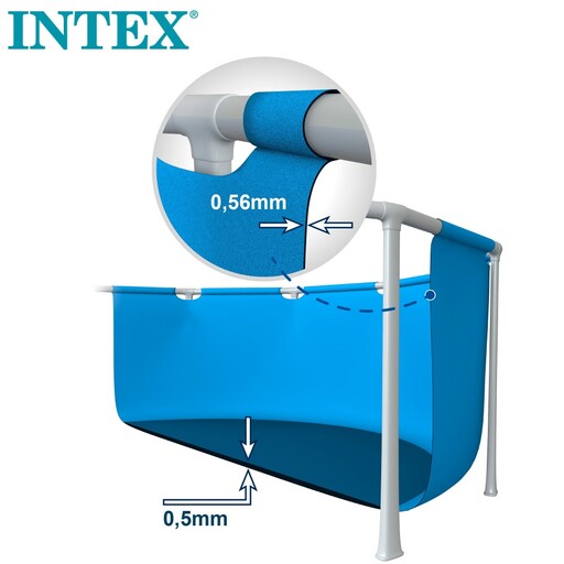 Piscina tubular retangular Intex com estrutura metálica e bomba de filtro