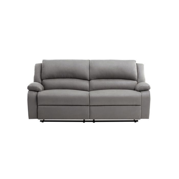 Sofá reclinável manual LEO de 3 lugares com 2 assentos extragrandes em microfibra - Cinza - L193 x P93 x A96cm - LOUNGITUDE