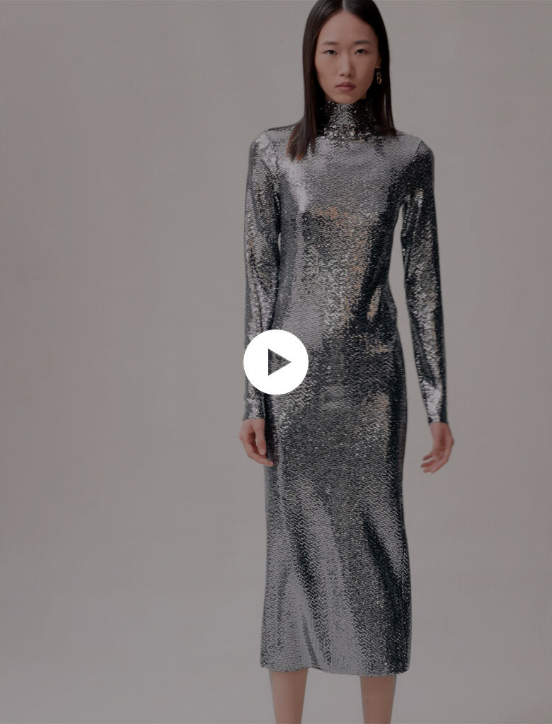 Rochie lungă strălucitoare - Argintie