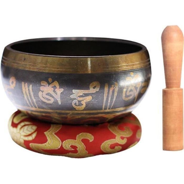 Bol Chantant Tibétain Fait Main Bol de Méditation avec Belles Boîte d'emballage pour la Méditation, la Relaxation, Bouddhisme, Prièr