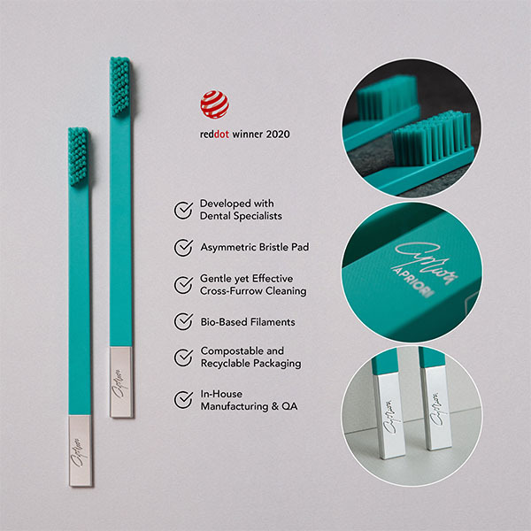 Escova de dentes média APRIORI azul turquesa prateada