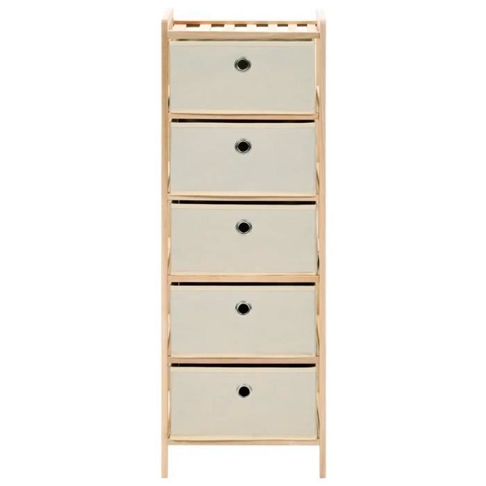 Scaffale portaoggetti in tessuto vidaXL con 5 cestini, in legno di cedro, beige