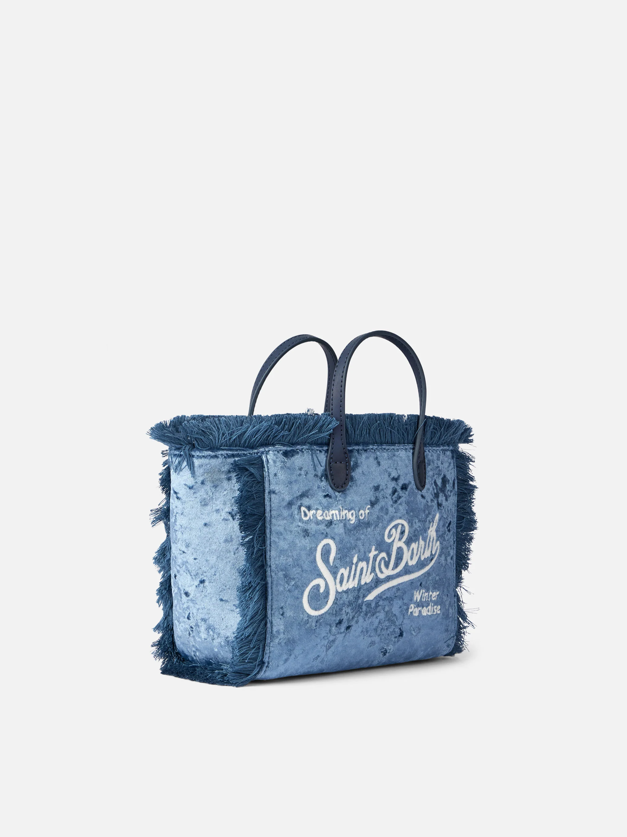 Mini Vanity Handtasche aus hellblauem Chenille