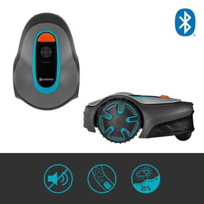 GARDENA SILENO minimo 250 robotic lawnmower – Bluetooth® connection – Max mowing area 250m² – Triple pivoting blades (15201-26)