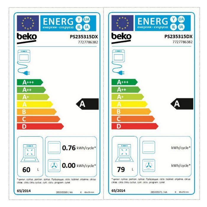 BEKO PS235315DX Fornuis - Roestvrij staal/Zwart - 5 kookzones - Elektrische oven - Heteluchtoven - 31 liter
