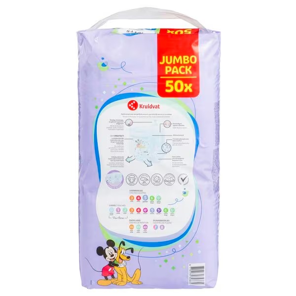 Kruidvat otroške plenice velikosti 5, jumbo paket, velikost 5 (13–20 kg), 50 kosov
