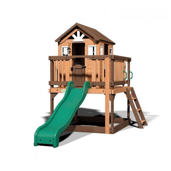 Wooden Playhouse on Stilts with Slide and Accessories - Backyard Discovery Echo Heights