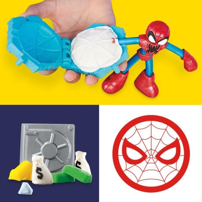 Set Play-Doh Spider-Man, Attacco di Lama con 2 personaggi flessibili, 7 accessori e pasta modellabile, età 4+, Marvel