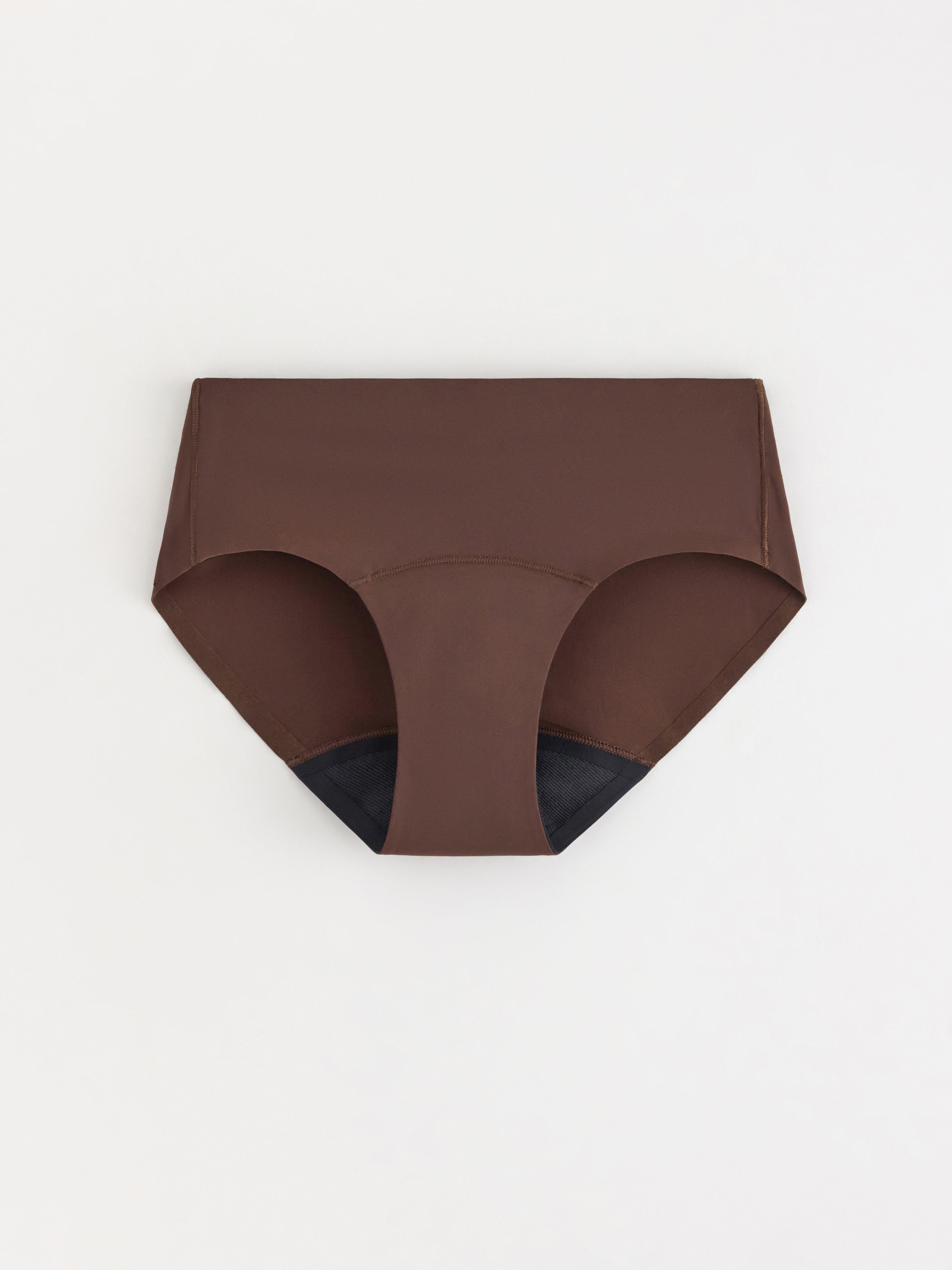 Menstruační kalhotky s vysokou absorpcí – obepínající boky – Female Engineering DK Brown