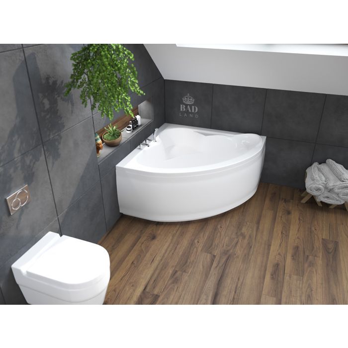 Baignoire Bain d'angle 120x120 + tablier en acrylique Siphon +pieds STANDARD