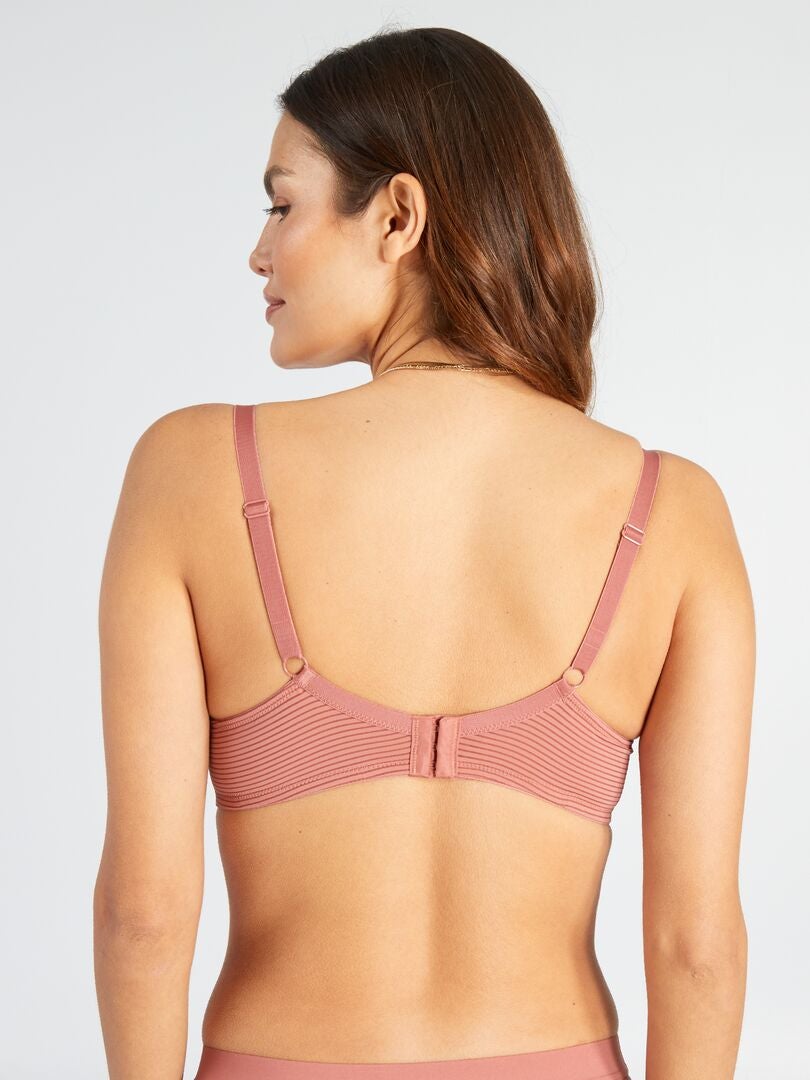 D&E Feinstreifen-BH aus perforierter Mikrofaser – PINK