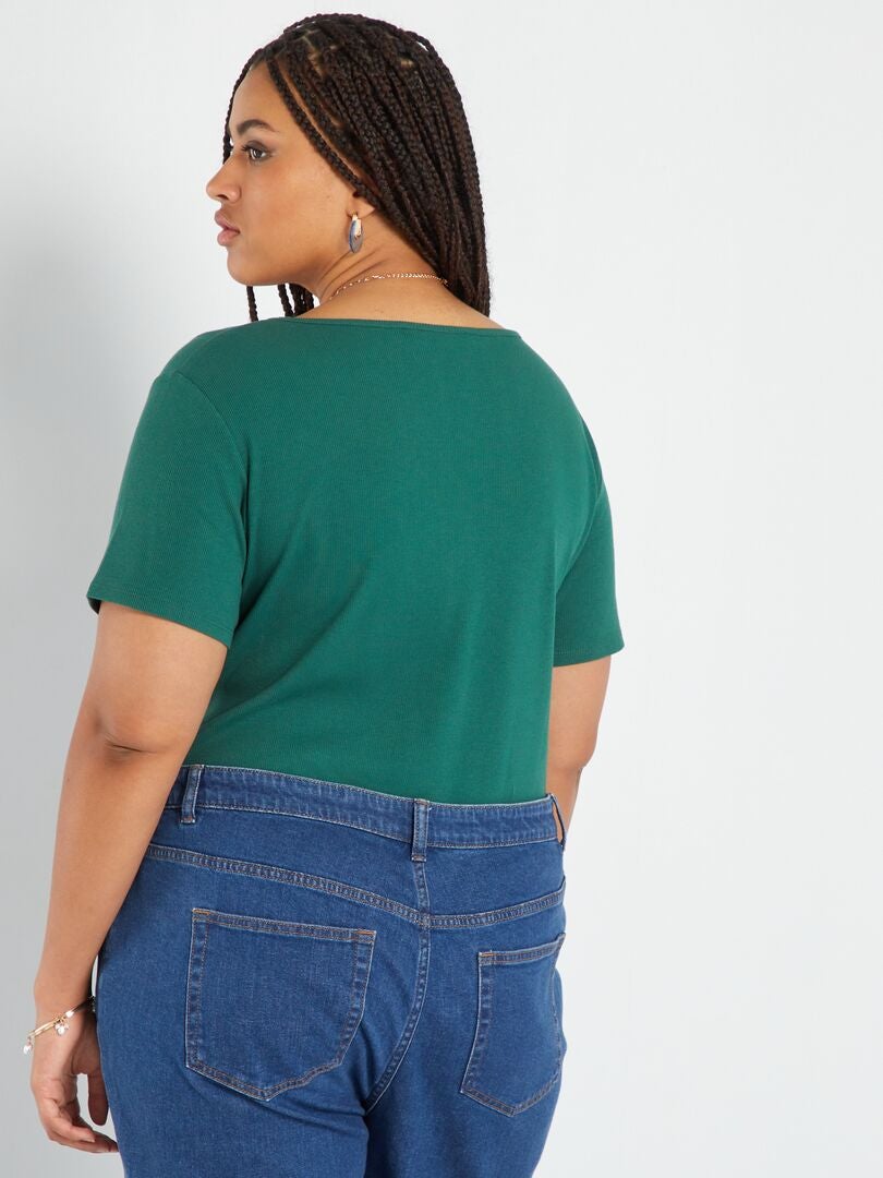 Body de malha canelada - Verde