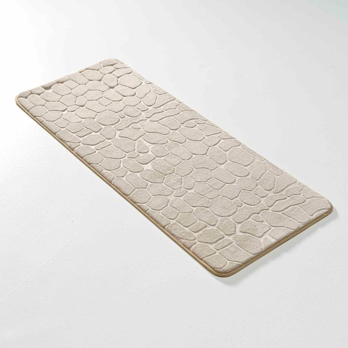 Tapis de Bain 50 x 120 cm – Microfibre Unie Relief Ricochet – Ultra Doux & Absorbant Taupe