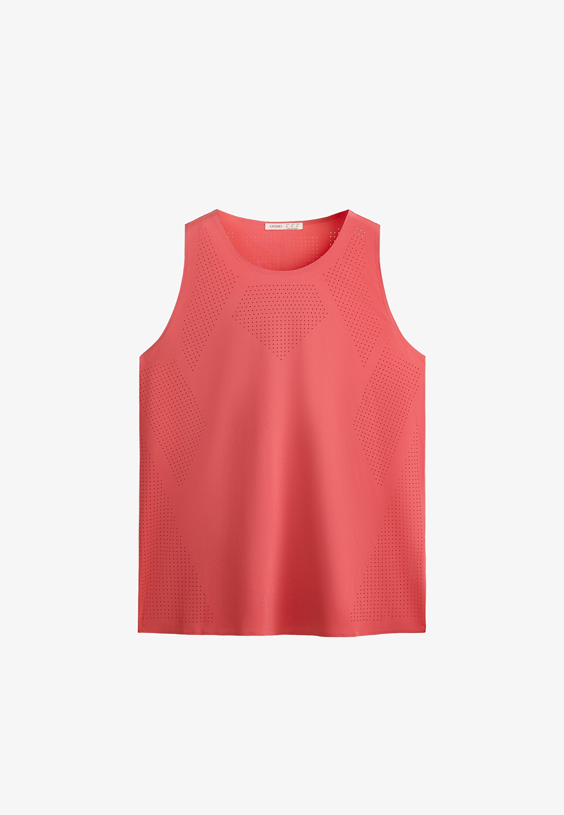 OYSHO MICROPERFORATE TECHNICAL MOUWLOOS T-SHIRT - Top - koraal