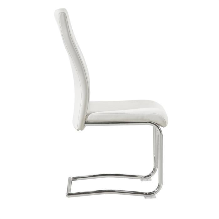 Set of 4 LOANO dining or kitchen chairs, cantilever chair with padded seat and chrome metal legs, white