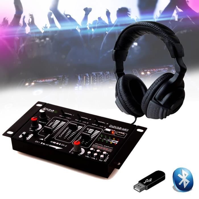 Kit mezclador USB Bluetooth DJ21 + auriculares para DJ