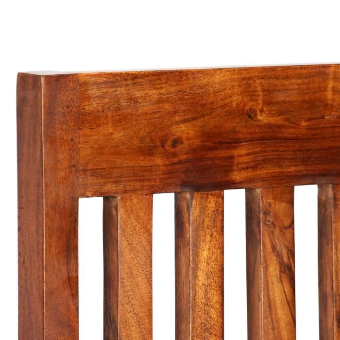 9338&NEUF Silla de comedor, 2 unidades, madera maciza con acabado de sheesham - 43x43x104 cm