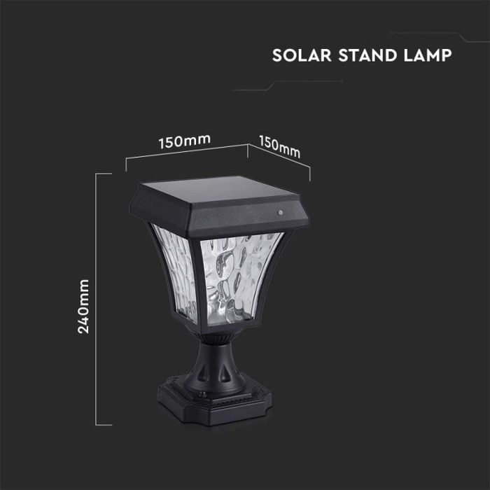 Solar outdoor floor lamp - V-TAC - VT-983-S - 2W - LED - Matte black