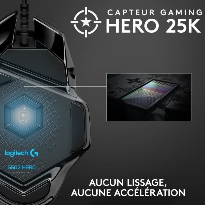 Gamingmuis - Bedraad - Logitech G - G502 Hero - Zwart