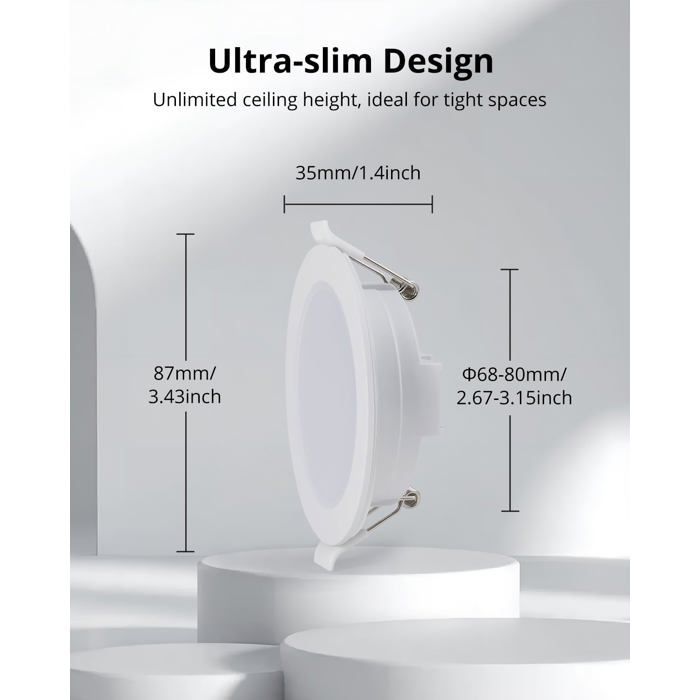 Spot LED Encastrable Salle de Bain IP65, 6 x 5W Spot LED Dimmable 4000K Blanc Neutre 400LM, Spot Encastré Extra Plat 35mm