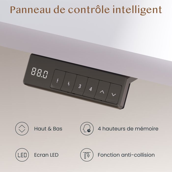 FlexiSpot QB2 Bureau Assis Debout 160 x 70 cm avec 2 Moteurs Puissants, Réglable en Hauteur, avec Fonction Mémoire (Blanc + Blanc)
