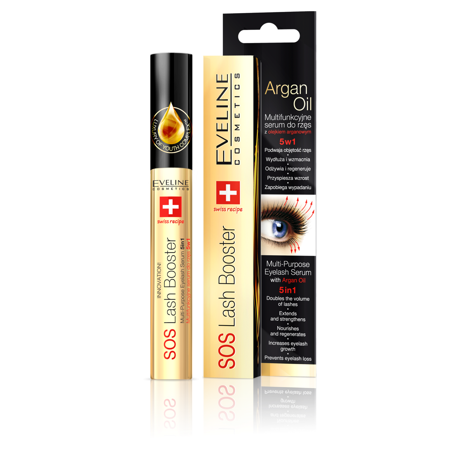 Eveline øjenvippeserum med arganolie 10ml SOS Lash Booster 5-i-1