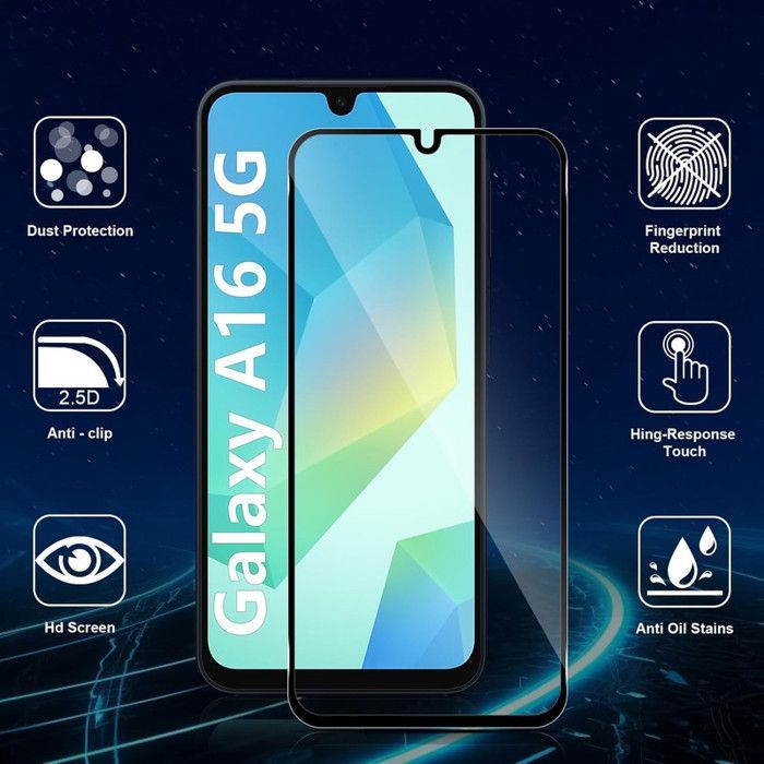 Pack of 2 Full Tempered Glass Screen Protectors for SAMSUNG GALAXY A16 4G/5G/A26 5G - Scratch Resistant - Ultra Durable 9H Hardness