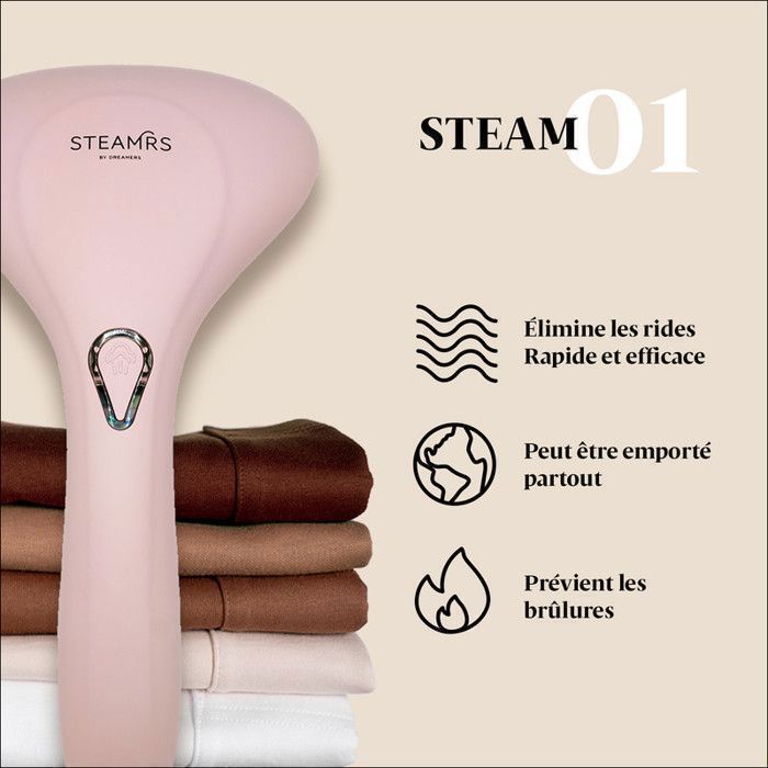 STEAMRS - Krachtige luxe kledingstomer - Handmatige kledingstomer - Roze
