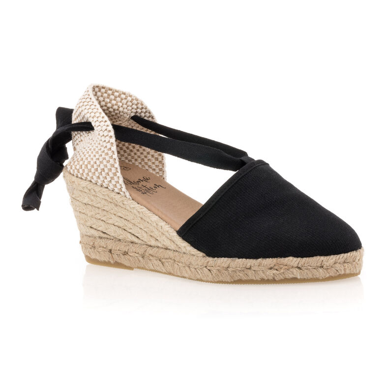 Zwarte espadrilles voor dames met touwzolen