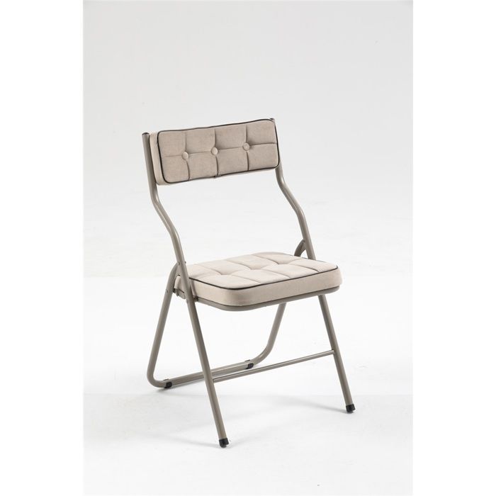 Set van 2 opklapbare stoelen met kaki kussens - Draagbaar voor eetkamer, keuken, kantoor, feest, bruiloft