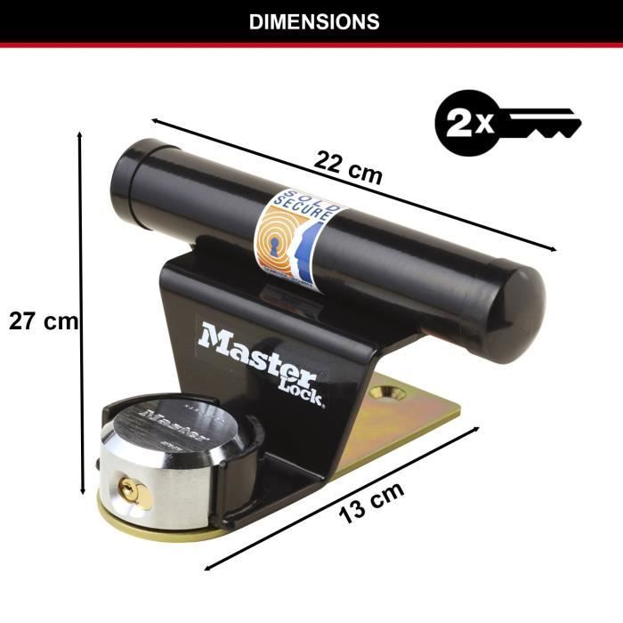 Dispositivo antifurto per porte da garage basculanti - MASTER LOCK - Barra di sicurezza in acciaio - Cilindro a 6 perni