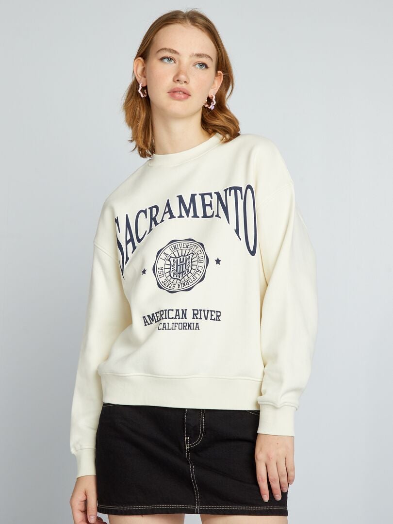 Bluza polarowa w stylu American College – BEŻOWA