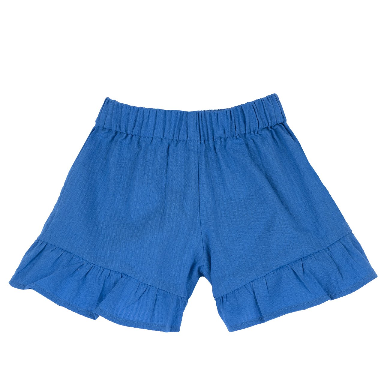 Blauwe korte broek met ruches