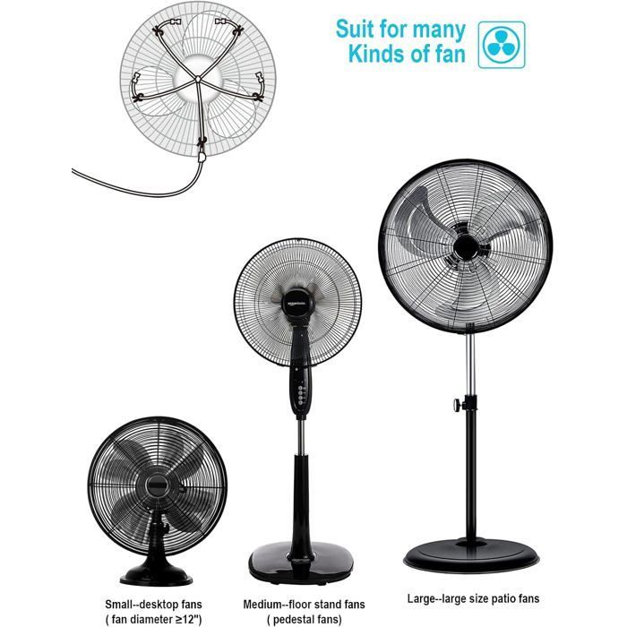 Kit de brumisation pour ventilateurs,brumisateurs 5m+4 buses en laiton rotatives à 360 °(ventilateur non inclus)