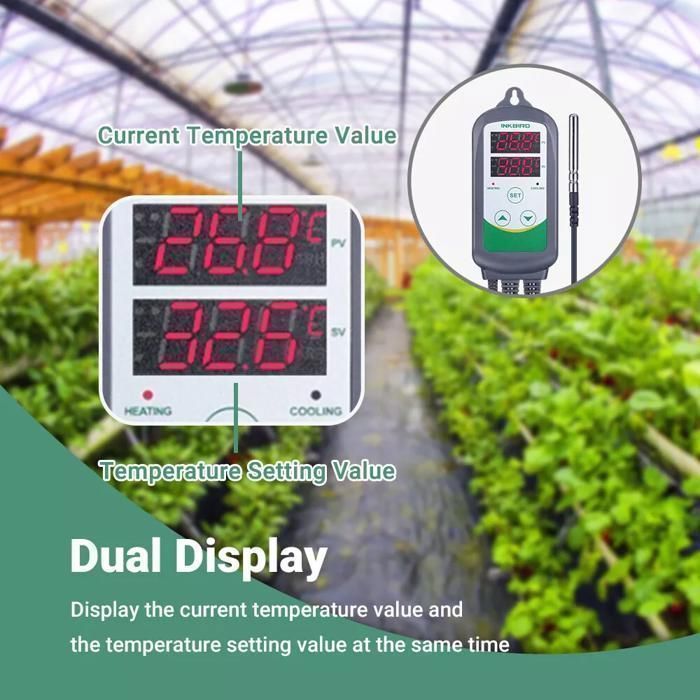 Controlador de temperatura INKBIRD ITC-308, termostato con enchufe y sonda digital, 2 relés, controlador de temperatura de calefacción de 220 V.