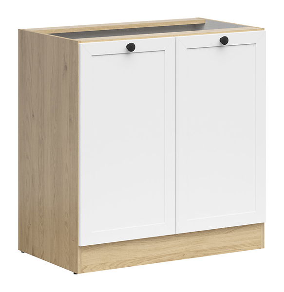 Szafka kuchenna dolna Junona Line 80 cm z 2 drzwiami dąb bernstein/biały