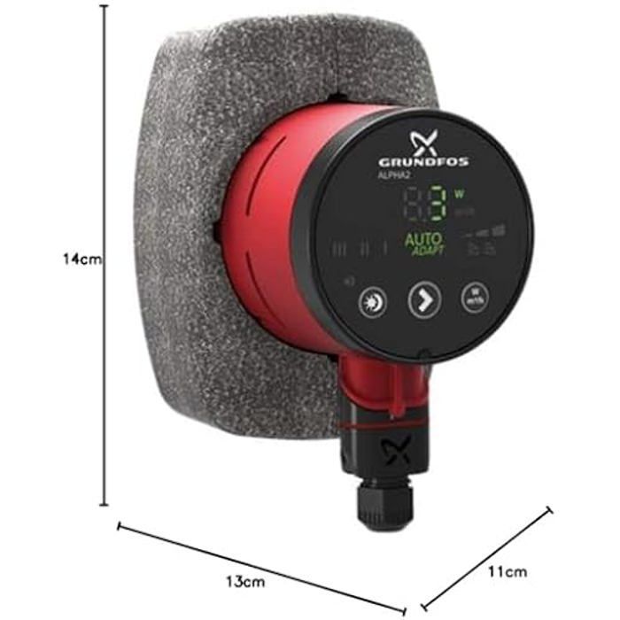 Bomba circular - GRUNDFOS - Alpha2 - 25-60 - 1 x 230 V - Negra - 14 x 11 x 13 cm