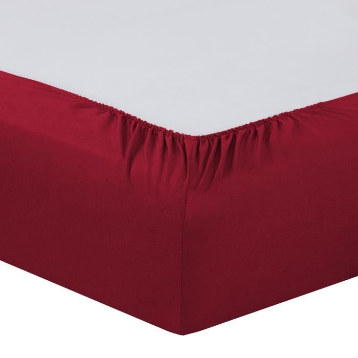 Vision - Drap housse Rouge - 200x200cm - 100% coton