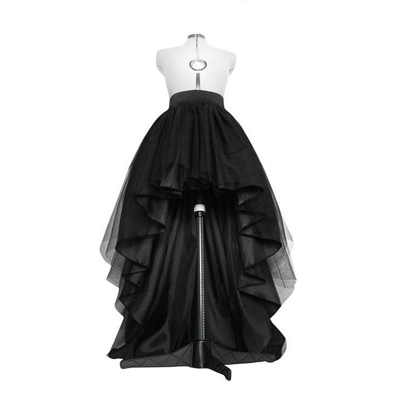 Gonna in tulle nero asimmetrica, tutù a strati, abito da sposa, gonna a pieghe a vita alta per ballo di fine anno, elegante Saia