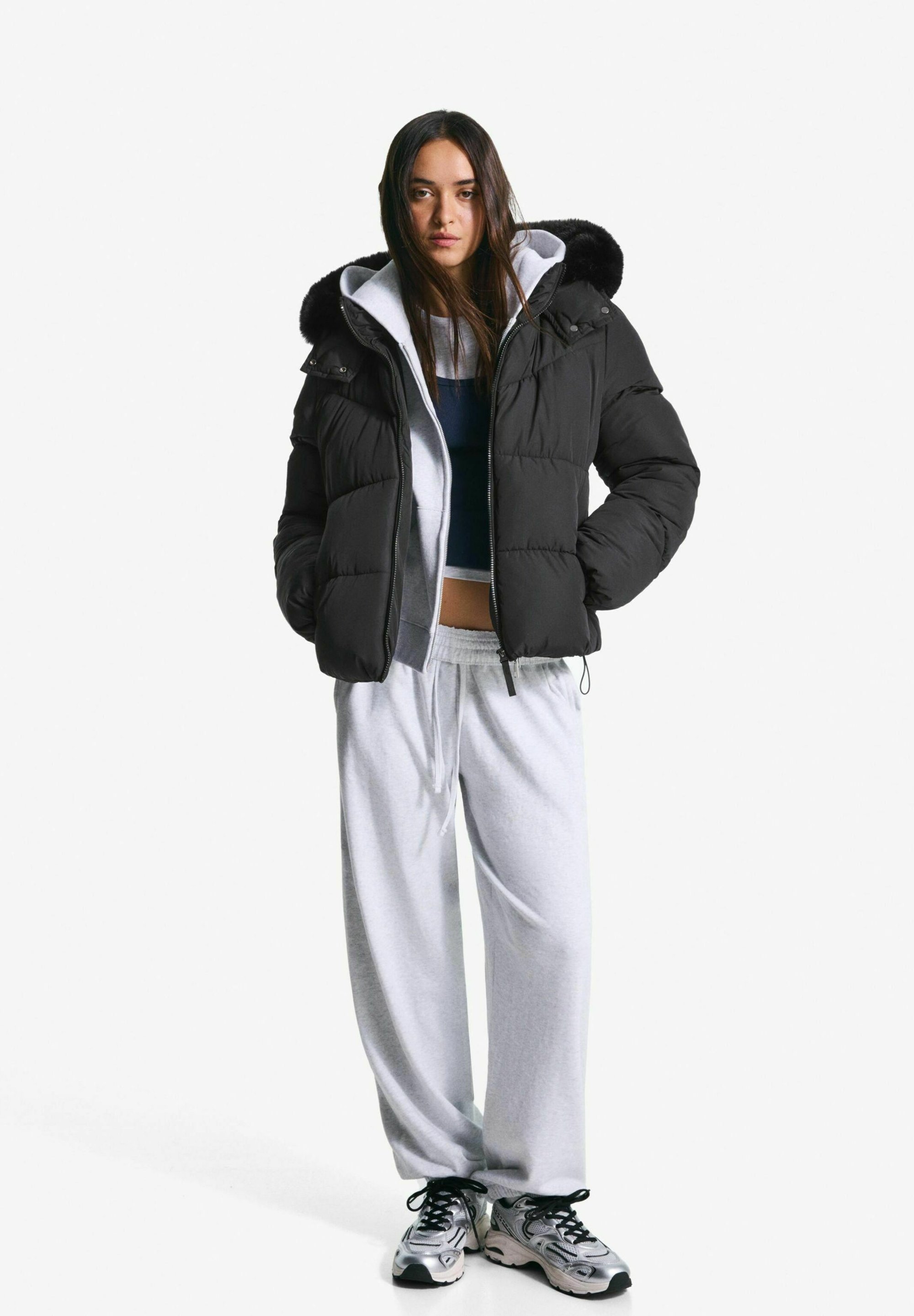 Bershka winterjas - zwart