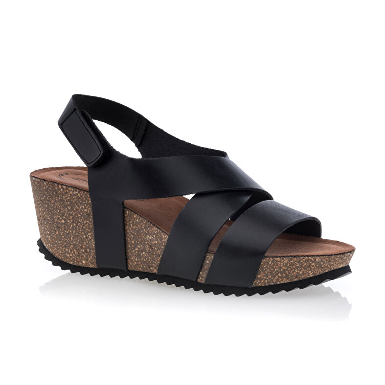 Svarte sandaler / sko med åpen tå til dame