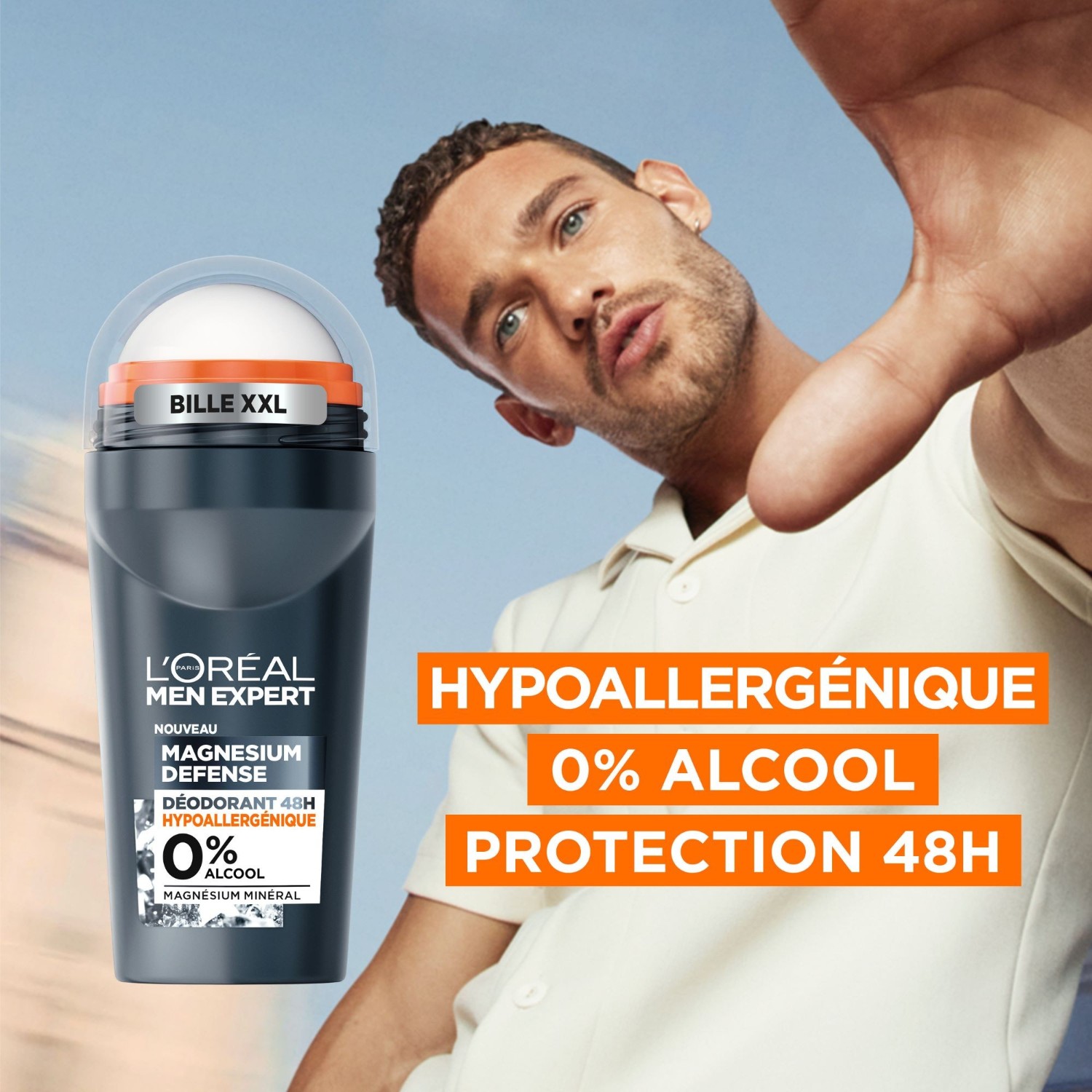 L’Oréal Paris Men Expert Magnesium Defense Déodorant Bille 48h Hypoallergénique 0%