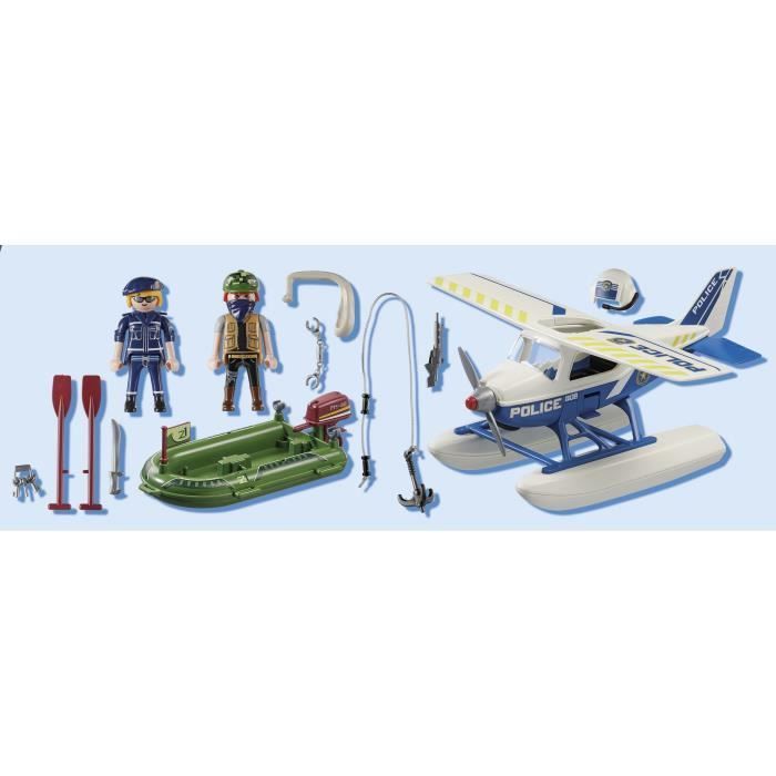 PLAYMOBIL - 70779 - Hydravion de police et bandit - Bleu - Playmobil City Action - 33 pièces
