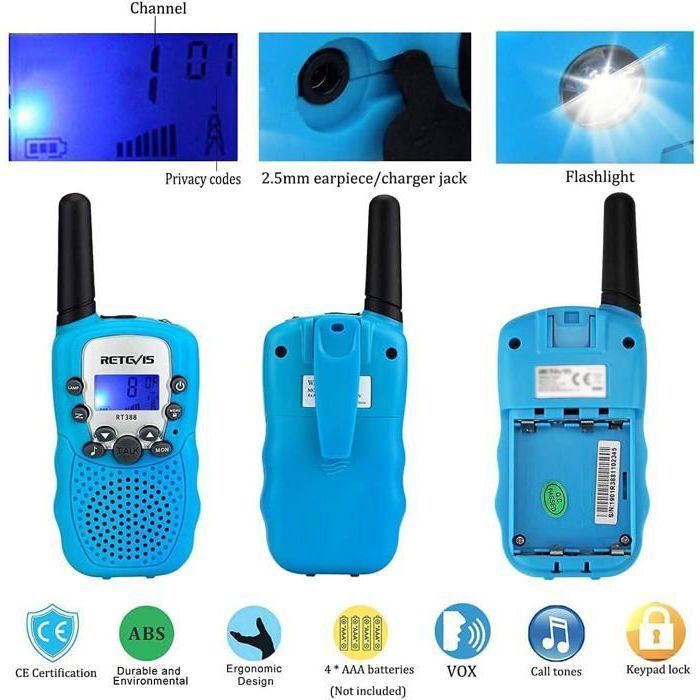 Walkie Talkie infantil de largo alcance Retevis RT388, linterna VOX de 8 canales, juguetes para niños de 3 a 12 años, regalos de cumpleaños, actividades