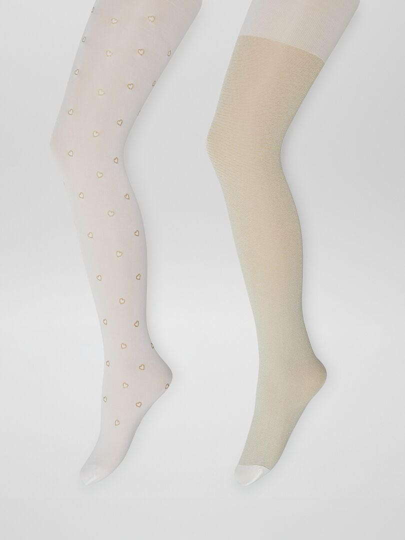 Conjunto de 2 medias ligeras estampadas - BLANCAS