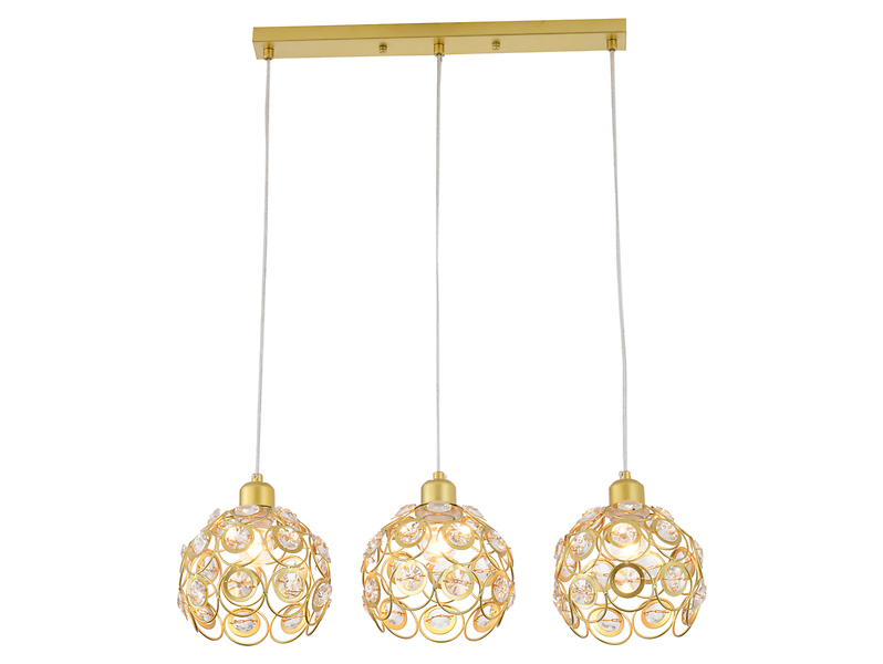 Lampa wisząća Florence 3-punktowa stalowa złota
