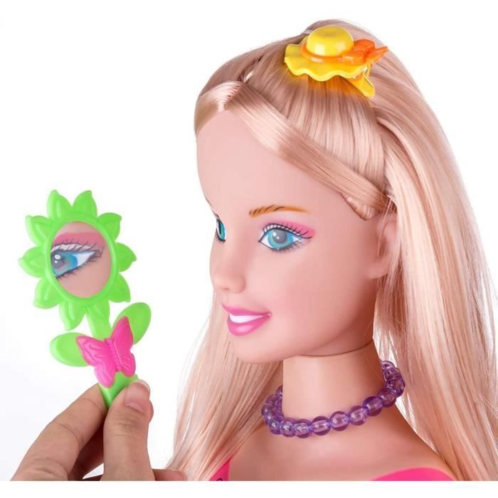 35-Piece Children's Styling and Makeup Head Set, Kids Hairdressing Set, Hair and Beauty Doll Set for Girls Ages 3+